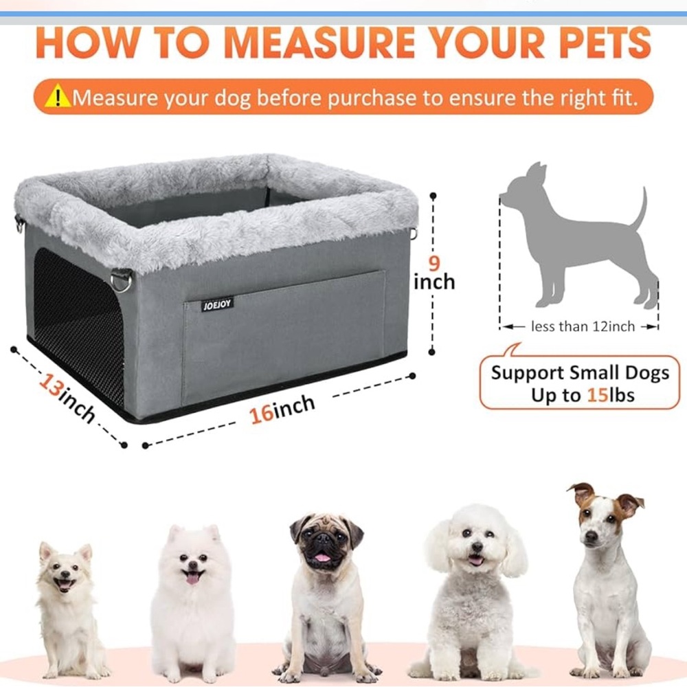 JOEJOY Deluxe Dog Booster Seat with Sturdy Metal Frame and Safety Leash NEW - Picture 4 of 8